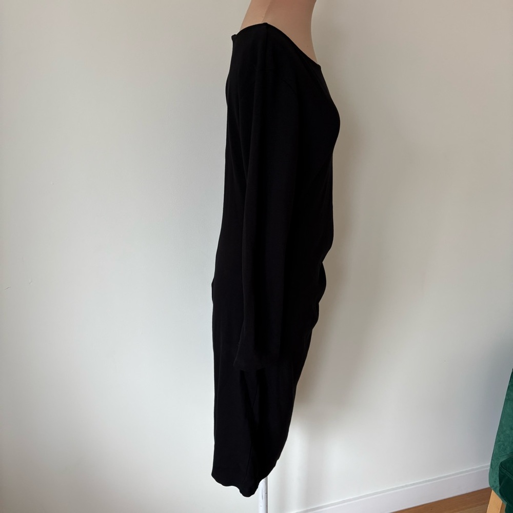 Weekend Max Mara Black Jersey Ruched 7/8 Sleeve Knee Length Sheath Dress EUC M - Picture 8 of 12